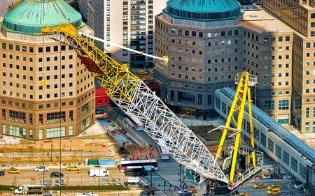 Construction work in downtown in New York USA reflex