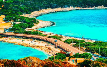 Beach at Capo Testa at Santa Teresa Gallura Sardinia Italy reflex