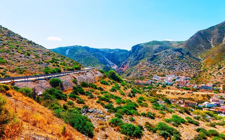 Scenery and highway in Carbonia near Cagliari in Sardinia reflexの写真素材
