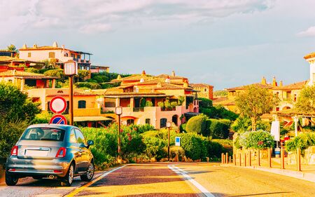 Road in Porto Cervo in Sardinia Italyの写真素材