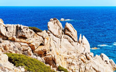 Rocks Capo Testa Santa Teresa Gallura on Mediterranean sea reflexの写真素材