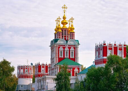 Transfiguration church at Novodevichy Convent of Moscow in Russiaの写真素材