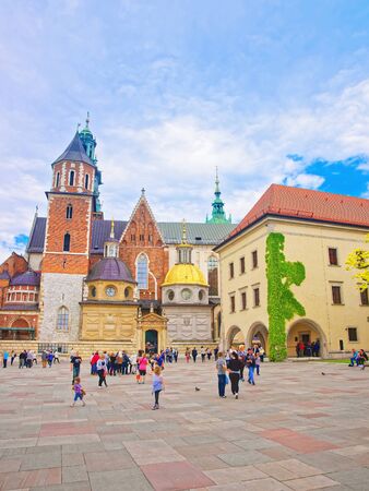 Krakow, Poland - May 1, 2014: People at Wawel Cathedral of Krakow, Poland. Mixed media.のeditorial素材