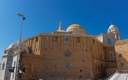 Walls of Cadiz Cathedral in the old city center of Cadiz, Andalusia, Spain. Mixed media.の写真素材