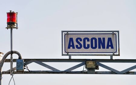 Fragment of Pier in Ascona in Ticino of Switzerlandの写真素材