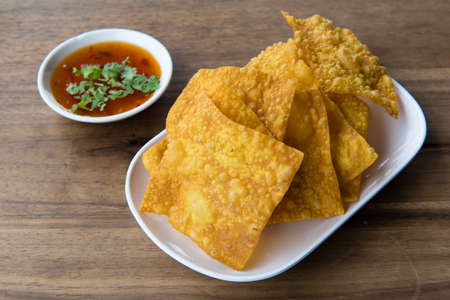 deep fried wonton sheetの写真素材