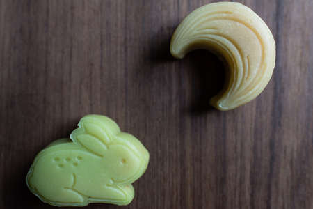 rabbit and moon custard cakeの写真素材