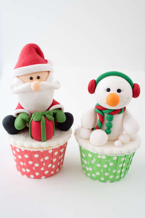 Christmas theme cup cake and ginger breadの写真素材