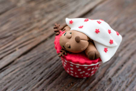 Christmas theme cup cake and ginger breadの写真素材