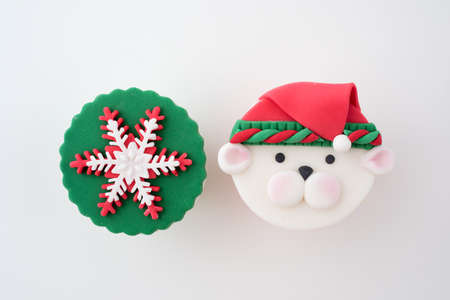 Christmas theme cup cake and ginger breadの写真素材