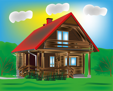 A Hand drawn house in nature Vector illustration.のイラスト素材