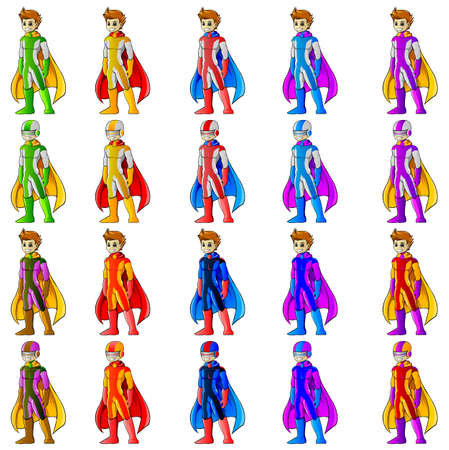 Superhero Mascot with colorful costume and helmのイラスト素材