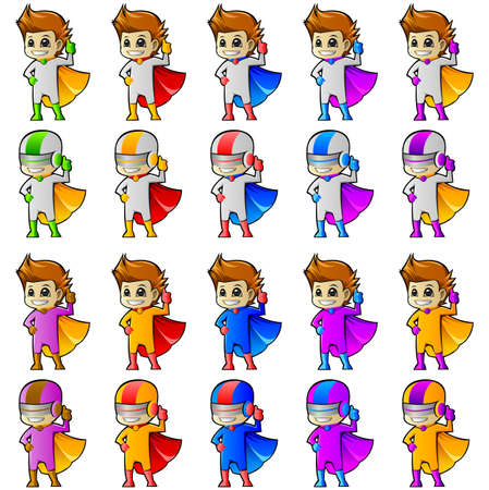 Mascot 2 with colorful costume and helmのイラスト素材