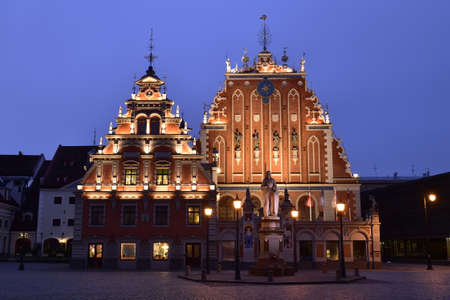 Old Town Hall Square of Riga at eveningのeditorial素材