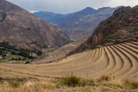 Detail of Pisac archeologist place in the Sacred valley of the Inkas, near Cuzco city in Peru