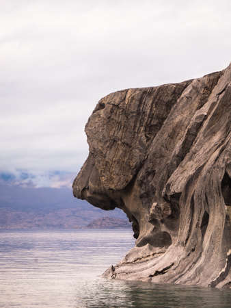 Dog rock in lake General Carrera in south of Chile. Marble cathedral in patagonia