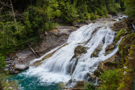 Waterfalls in Ordesa and monte perdido national park in Pyrinees range in Spain, Huesca, View long exposureの写真素材