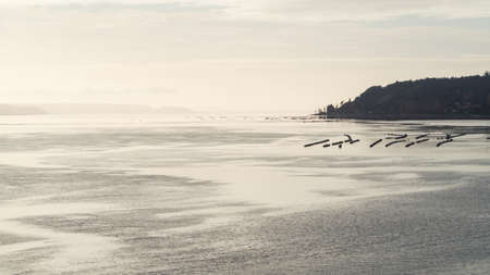 Fishing boats at Dalcahue on the Chiloe island, Patagoniaの写真素材