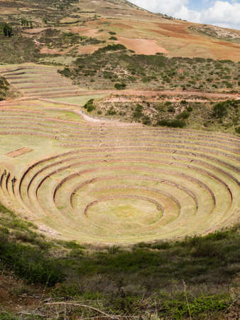 ancient Inca circular terraces at Moray (agricultural experiment station), Peru, South America
