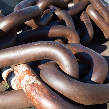 Giant chains in the maritime museum of Bilbao, Spainの写真素材