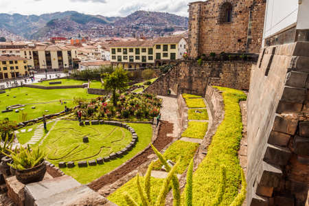 Inca remains inside the convent of Santo Domingo or Qorikancha. Museum in Cuzco Peru