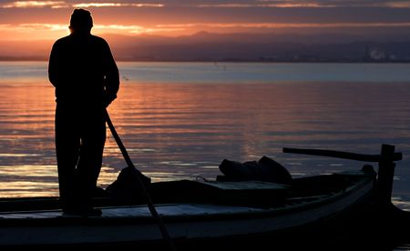 a great sunset in a spanish lakeの写真素材