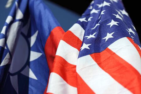 national flags of usa and taiwanの写真素材