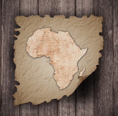 an old map of africa on an old paperの写真素材