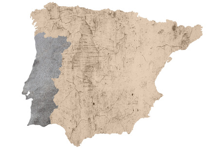 a map of iberian peninsula textured and isolated on whiteの写真素材