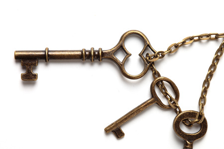 picture of an old keys isolated on whiteの写真素材