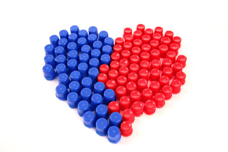 a heart made â€‹â€‹with caps for recycling 