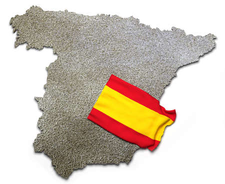 Map of Spain in 3D with a flag on itの写真素材