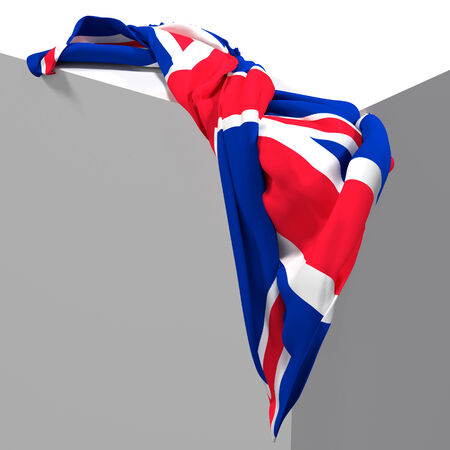 3d rendering of an united kingdom flag on a boxの写真素材