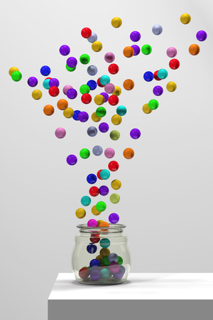3d rendering of a lot of colored ballsの写真素材