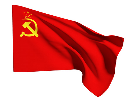 3d rendering of an old soviet flag on white background