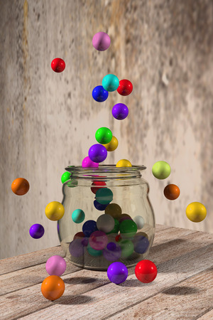 3d rendering of a lot of colored ballsの写真素材