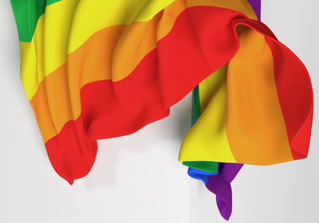 3d rendering of a gay flag on a white backgroundの写真素材