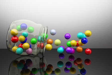 3d rendering of a lot of colored ballsの写真素材