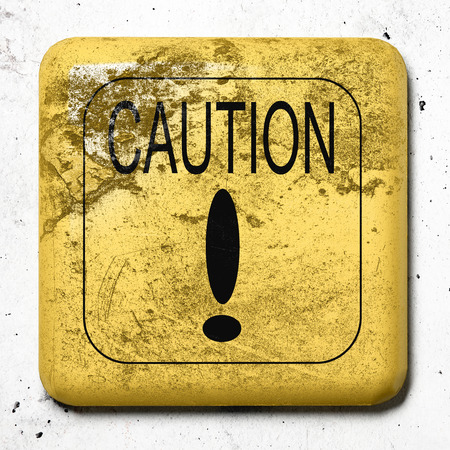 3d rendering of an old caution signの写真素材