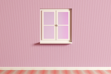 3d rendering of a pink room and an a windowの写真素材