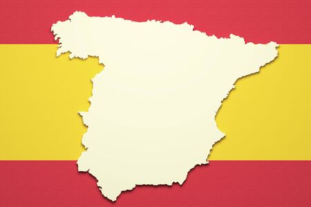 3d rendering of a map of Spain with a flag on it