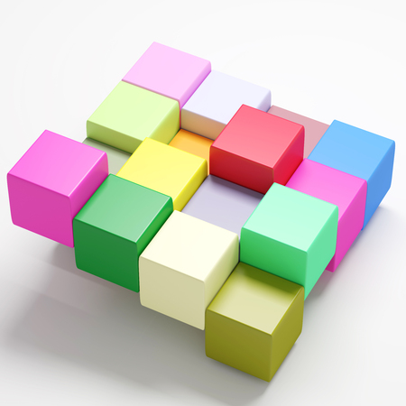 3d rendering with cubes of a lot of colors