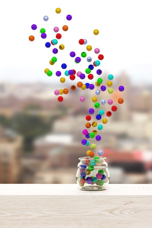 3d rendering of a lot of colored ballsの写真素材