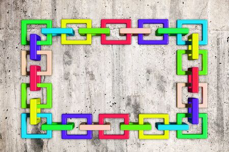 3d rendering of a colored abstract chainの写真素材