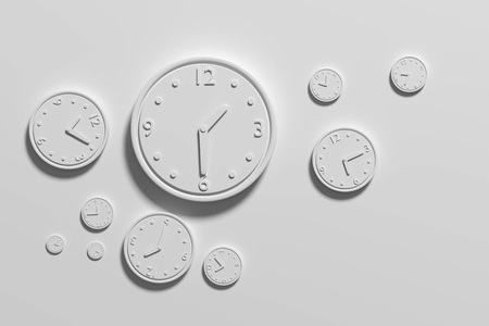3d rendering  of an some clocks on a white background