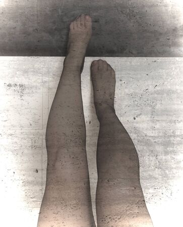 sexy woman legs with black tightsの写真素材