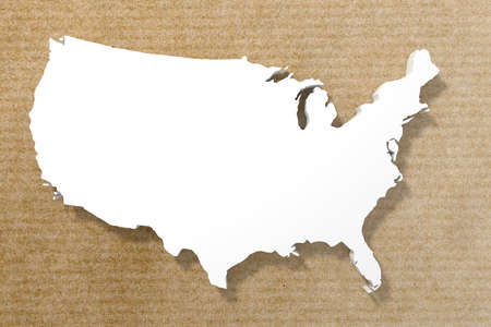 3d rendering of a United States map on an old paper backgroundの写真素材