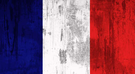 Illustration of an old and dirty France flagの写真素材