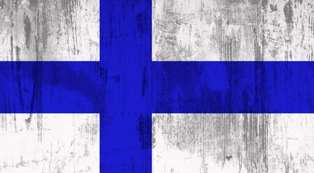 Illustration of an old and dirty Finland flagの写真素材