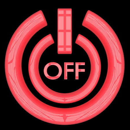 3d rendering of a red off button on a black background